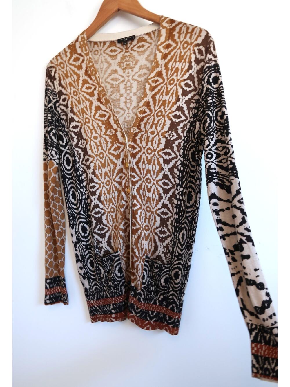 ETRO MILANO ITALY Silk Cashmere V-Neck Cardigan Sweater Net-A-Porter 44 M $1590